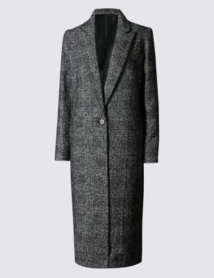 Loose Fit Checked Overcoat with Buttonsafe&trade;